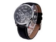 THZY Jaragar Automatic Mechanical Analog Black Dial 6 Hands Mens Sport Leather Wrist Watch 12 24 Hours Display Black