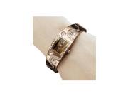 FUHUA Women s Bracelet Bangle Wave Rhinestone Crystal Wrist Watch Coffee gold