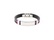 THZY Stainless Steel Rubber Wristband Bangle Clasp Cuff Bracelet Pink THZY Stainless Steel Rubber Wristband Bangle Clasp Cuff Bracelet Pink