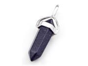 THZY Chic Hexagonal columns Bead Stone Pendant for Necklace Silver Tone blue sandstone