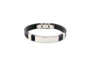THZY Stainless Steel Rubber Wristband Bangle Clasp Cuff Bracelet Black