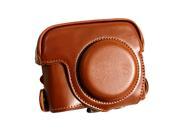 Brown PU Leather Camera Case Bag Pouch Strap Belt for Canon Powershot G15 G16