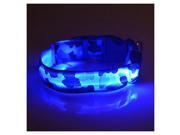 Blue XL Pets Dog LED Leopard Night Safety Collar Adjustable