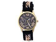 THZY Golden Case Silicone Alloy Strap Wrist Watch Black