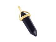 THZY Chic Hexagonal columns Bead Stone Pendant for Necklace Gold Tone Black Onyx