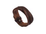 THZY Men Women Unisex Multi thong braided thin Faux Leather Bracelet wristband Brown