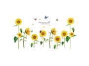 Sunshine Sunflower Butterfly Dancing in Summer Beautiful Removable Wall Stickers DIY Kid s Child Room Decor Decal LM858 90* 60cm