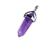 THZY Chic Hexagonal columns Crystal Pendant for Necklace Silver Tone amethyst