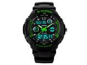 skmei 5ATM Waterproof Fashion Men LCD Digital Stopwatch Chronograph Date Alarm Casual Sports Wrist Watch 2 Time Zone green