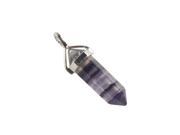 Chic Hexagonal columns Bead Stone Pendant for Necklace Silver Tone Purple fluorite