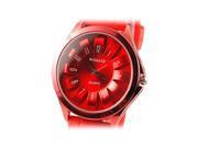 WOMAGE Unisex Silicone Quartz Watch Geneva Wrist Watch Red