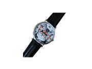 THZY Glasses Cat Dial Faux Leather Strap Wrist Watch black