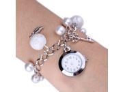 SODIAL Fashionable Girls Womens Quartz Charms Pearl Bracelet Wristwatch Chain Hot
