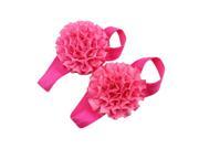 Baby Girl Ribbon Flowers Barefoot Sandals Shoes Rose Red