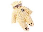 Baby s Toddler Velour Winter Autumn Cute Footed Jumpsuit Front Button Yellow 6 9 Months