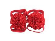 Baby Girl Ribbon Flowers Barefoot Sandals Shoes Red