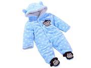 Baby s Toddler Velour Winter Autumn Cute Footed Jumpsuit Front Button Blue 3 6 Months