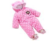 Baby s Toddler Velour Winter Autumn Cute Footed Jumpsuit Front Button Pink 6 9 Months