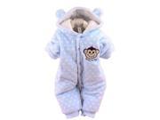 Baby Toddler Cotton Long Sleeve Jumpsuit Front Button Blue 9 12 Months