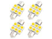 4Pcs 31mm 5050 SMD 6 LED Warm White Festoon Dome Light DE3022 Internal