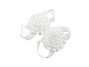 Baby Girl Ribbon Flowers Barefoot Sandals Shoes White