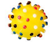 Pet Dog Yellow Ball Rubber Squeak Squeaker Chew Toss Toy