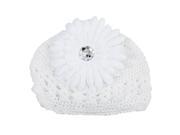 Baby Girls Toddler Crochet Beanie Hat with Flower Clip White 15x18cm