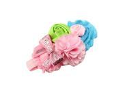 Kids Baby Girls Elastic Flower Buds Knot Beads Headband Pink Green