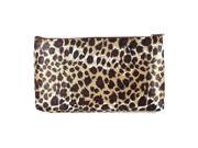 Women Zippered Leopard Print Cosmetic Holder Bag
