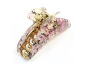 Pink Flowers Print Crescent Shape Hair Claw Clamp for Woman