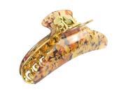 Shallow apricot beige Flowers Print Crescent Shape Hair Claw Clamp for Woman