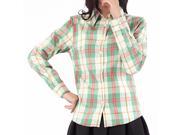 Debao long sleeve collar plaid women shirt small and fresh sports leisure women pure cotton shirt s 3023 M