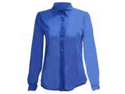Blue Autumn Women New Long Sleeve Chiffon Slim Blouses Tops Clothing L