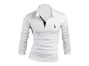 man autumn spring fashion long sleeve fitness t shirt tees t shirt Embroidery deer white XL