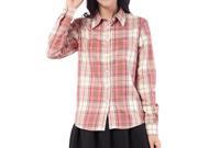 Debao long sleeve collar plaid women shirt small and fresh sports leisure women pure cotton shirt s 3051 M