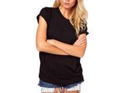 Fashion Women Summer T Shirt Lazer Cut Angel Wings Short Sleeve Tops Black XL