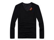 Men s casual t shirts spring and autumn gauze breathable long sleeve fashion T shirt man s Black L