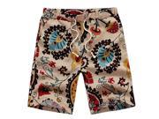 Classic Flower Print Design Men s Shorts Linen Breathable Fast Dry Men Casual Beach Shorts Mens Boardshorts F XL