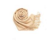 THZY Winter Women Trendy Wrap Fashionable Scarf Wool Blends Soft Warm Long Large Shawl Tassels Beige