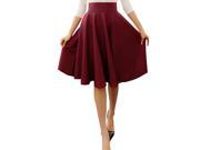 Ladies Knee Length Hidden Back Zipper Casual Full Skirt Burgundy L