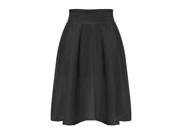 Women Black Cotton A line Pleated OL Skirts Dresses XL