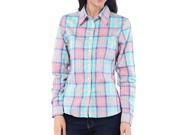Debao long sleeve collar plaid women shirt small and fresh sports leisure women pure cotton shirt s 3021 M