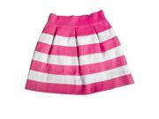 Summer Women Stripe High Waist Splicing Color Stitching Texture Short Bubble Skirt Rose