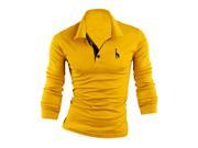 man autumn spring fashion long sleeve fitness t shirt tees t shirt Embroidery deer yellow XL