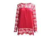 Autumn Fashion Women Rose Red Lace Chiffon Flower Hollow out Crochet Long Sleeve Shirts Casual Feminine Blouses S