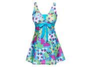 Women's Cut Slim Butterfly One-Piece Push Up Swimsuit Dress Swimwear Lake Blue XL Women's Cut Slim Butterfly One-Piece Push Up Swimsuit Dress Swimwear Lake Blue XL