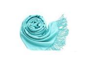 THZY Winter Women Trendy Wrap Fashionable Scarf Wool Blends Soft Warm Long Large Shawl Tassels Light blue