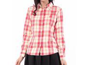 Debao long sleeve collar plaid women shirt small and fresh sports leisure women pure cotton shirt s 3024 M