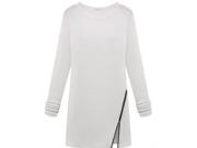 Women Fashion Slim Full Sleeve O neck Lean Zipper Shirt Blouse Tops White XL