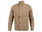 Fashion Mens Stand Collar Cotton Outwear Coats Casual Jackets Khaki M